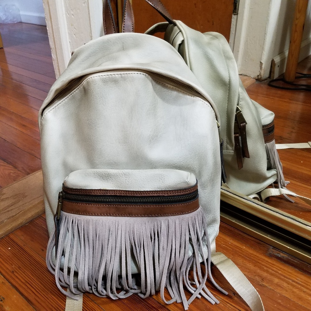 Moda Luxe PU Leather Fringe Backpack